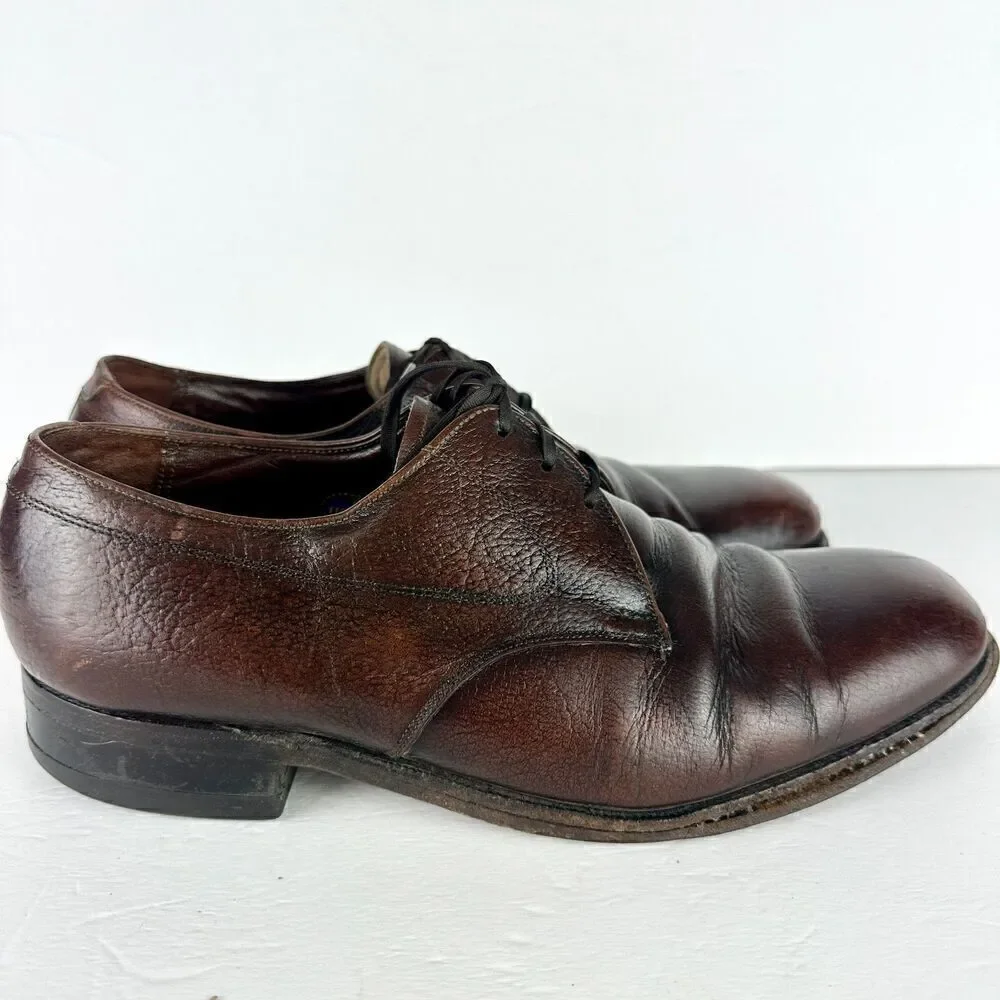 Florsheim Plain Toe Oxford Dress Shoe Size 8 Brown Leather